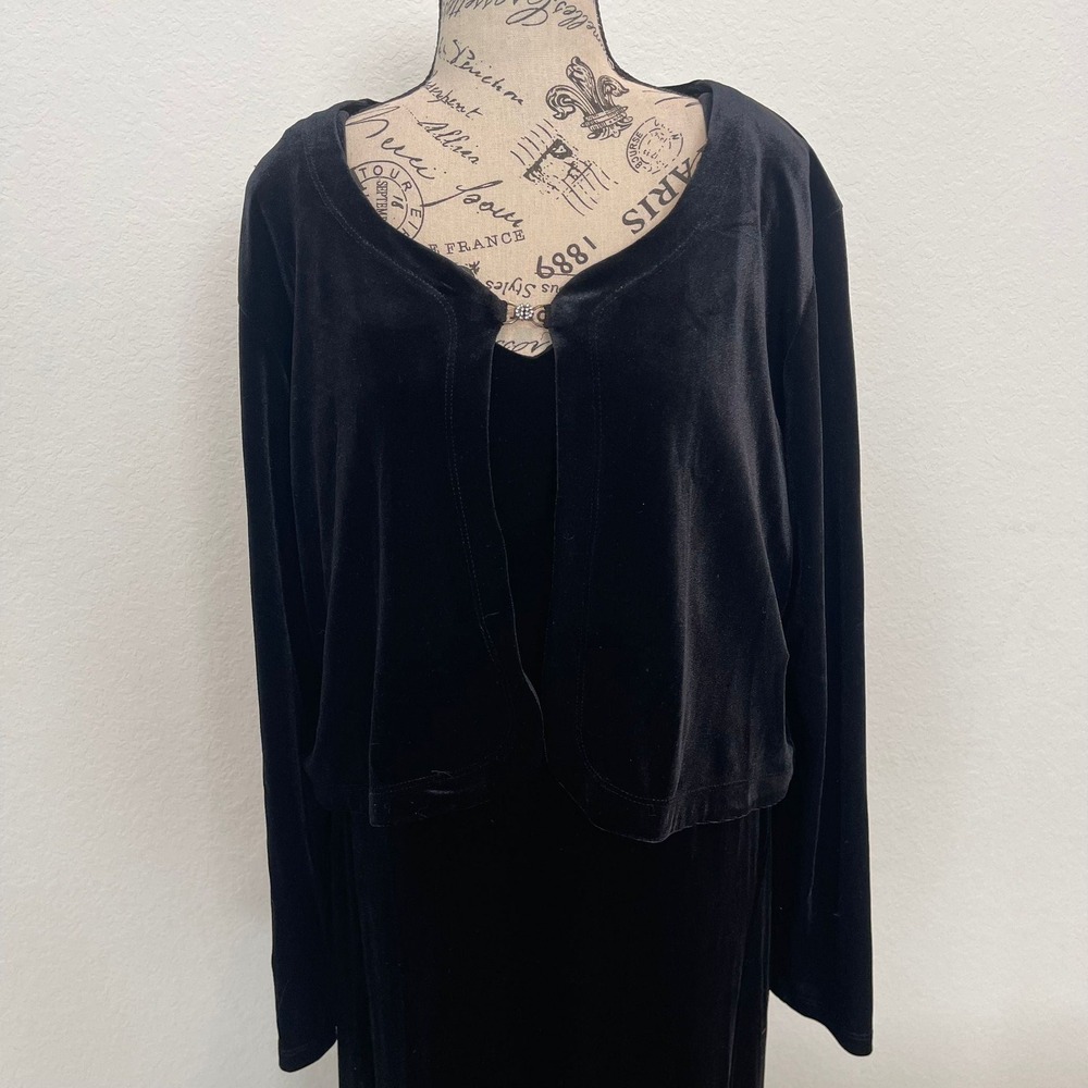 Fashion Bug Black Velvet Maxi Dress BLazerSet Plus Size XL - Picture 8 of 15